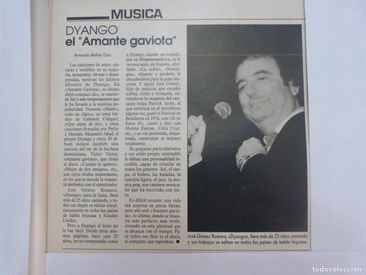 Coleccionismo de Revistas: RECORTE CLIPPING DYANGO REVISTA LECTURAS N&ordm; 2088 PAG. 31