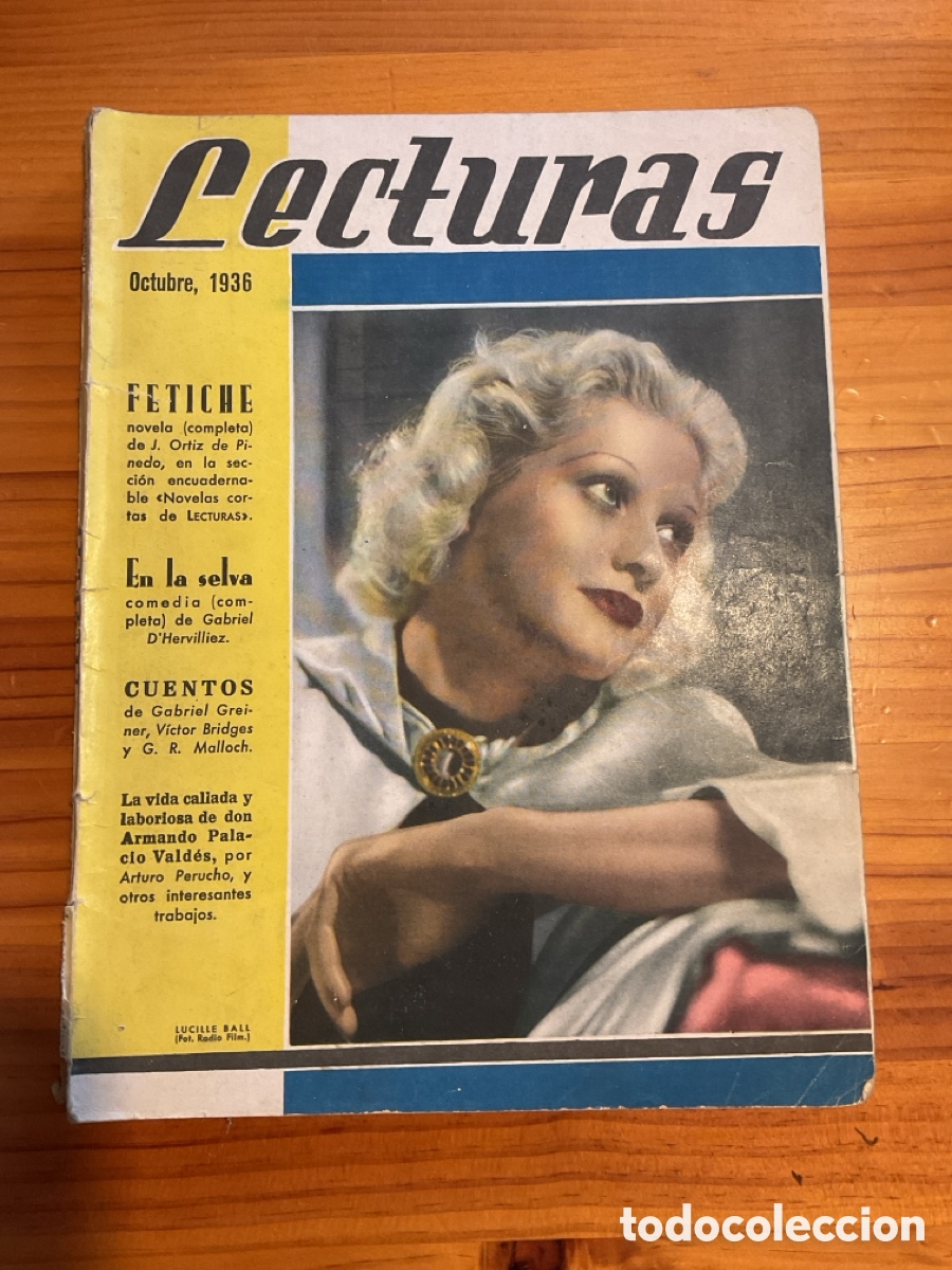 Coleccionismo de Revistas: REVISTA LECTURAS &ndash; OCTUBRE 1936 &ndash; PORTADA LUCILLE BALL