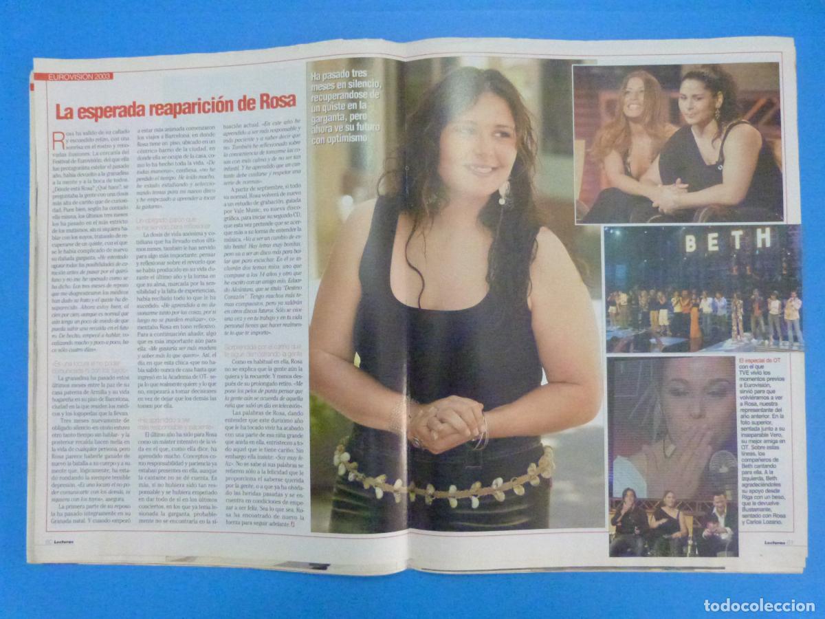 Coleccionismo de Revistas: RECORTE CLIPPING ROSA LOPEZ EUROVISION REVISTA LECTURAS N&ordm; 2670 PAG. 60,61