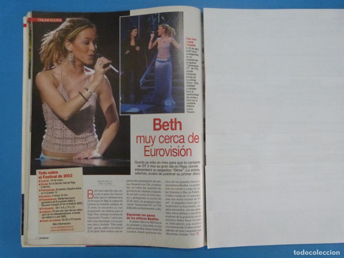 Coleccionismo de Revistas: RECORTE CLIPPING BETH OPERACION TRIUNFO REVISTA LECTURAS N&ordm; 2665 PAG. 42