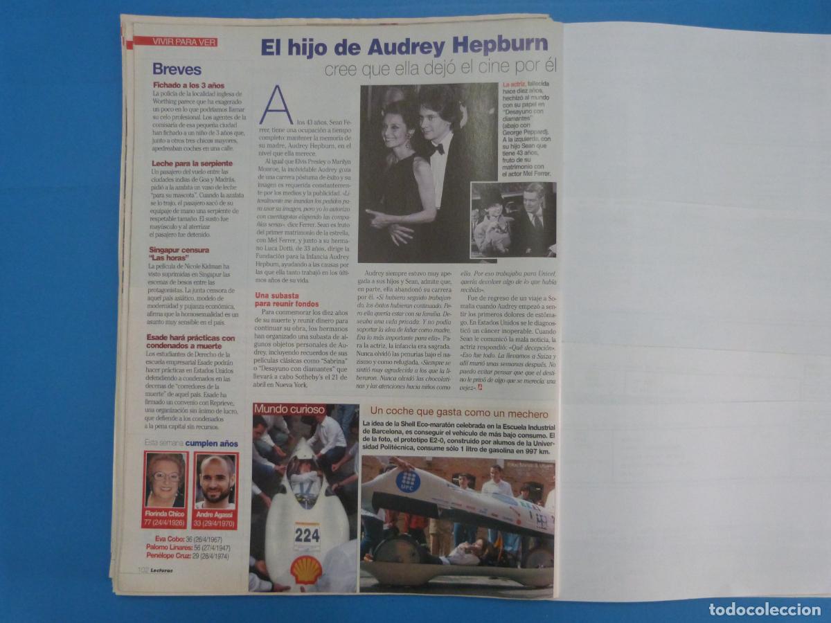 Coleccionismo de Revistas: RECORTE CLIPPING AUDREY HEPBURN REVISTA LECTURAS N&ordm; 2665 PAG. 102