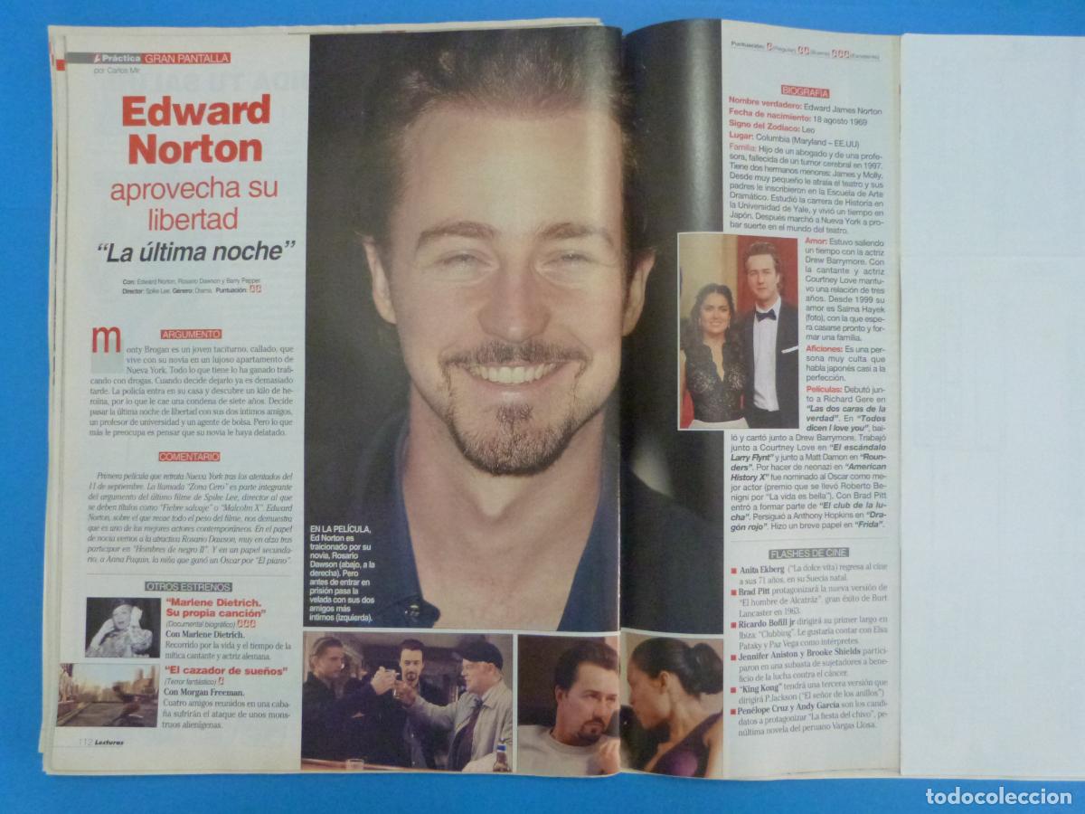 Coleccionismo de Revistas: RECORTE CLIPPING EDWARD NORTON REVISTA LECTURAS N&ordm; 2665 PAG. 112,113