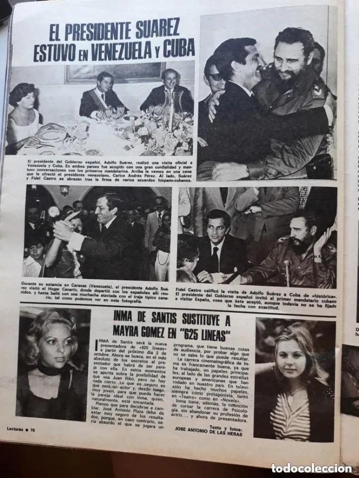 Coleccionismo de revistas: HOJA REVISTA CON -- inma de santis mayra gomez kemp adolfo suarez fidel castro -- LECTURAS
