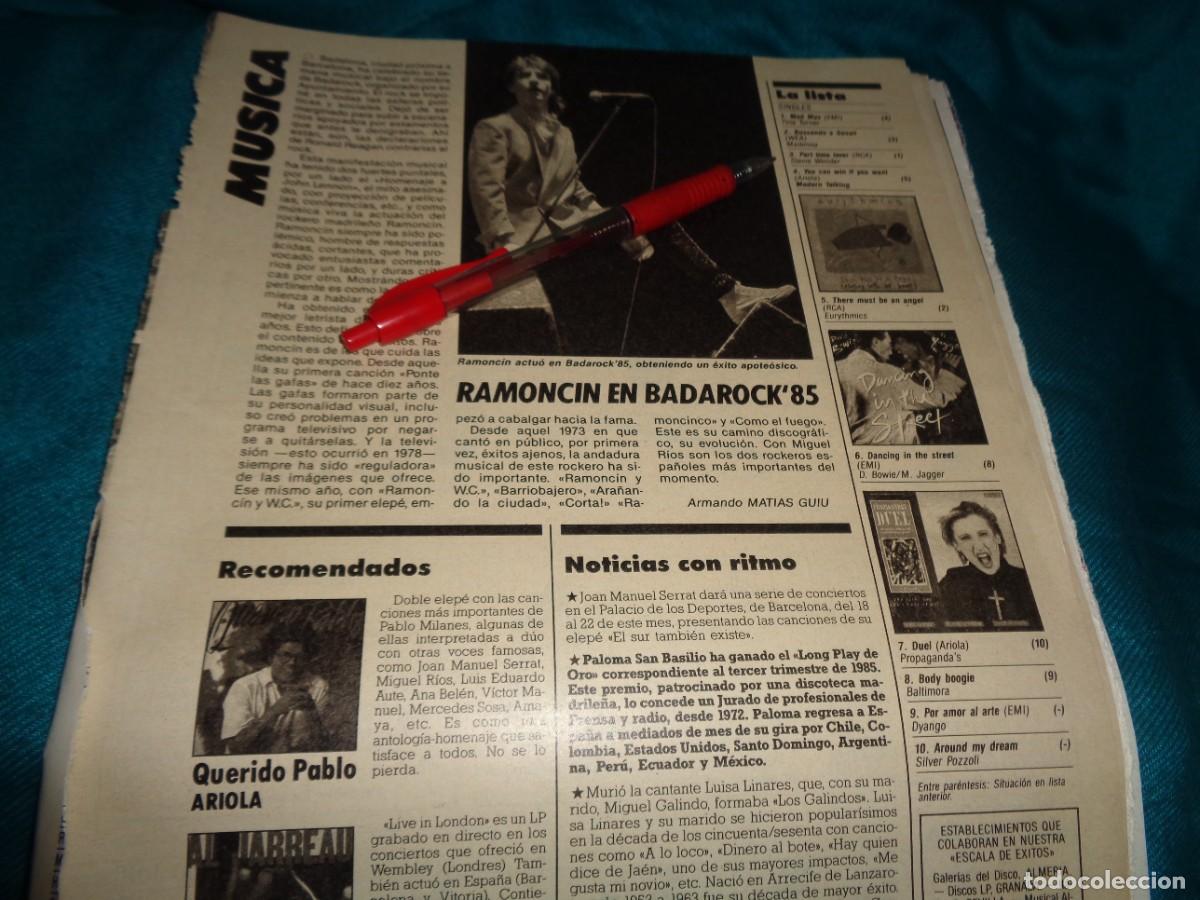 Coleccionismo de revistas: RECORTE : RAMONCIN EN BADAROCK&acute;85. LECTURAS, DICMBRE 1985