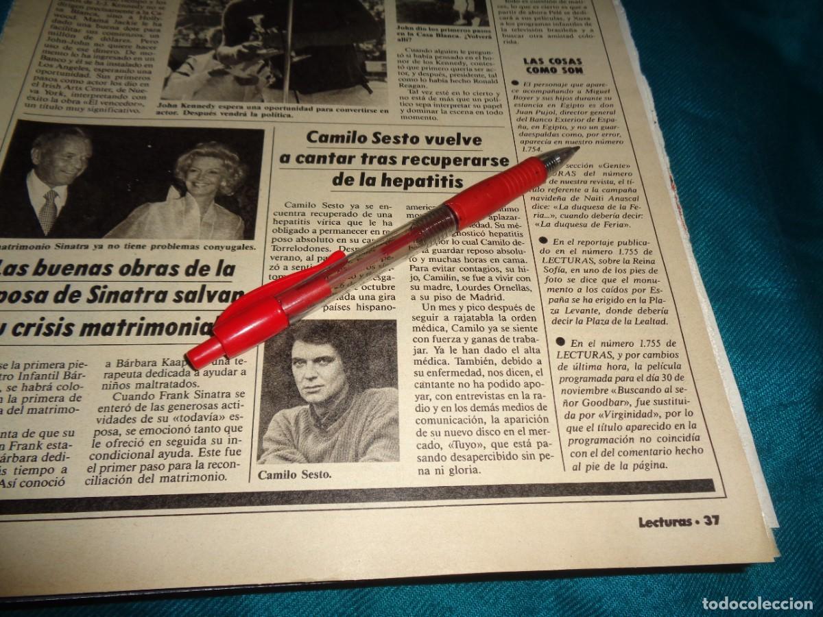 Coleccionismo de revistas: RECORTE : CAMILO SESTO, RECUPERADO DE SU HEPATITIS. LECTURAS, DICMBRE 1985