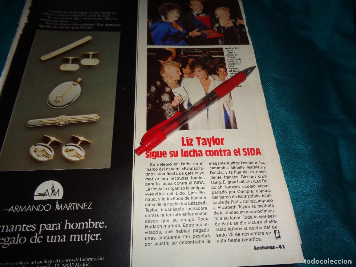 Coleccionismo de revistas: RECORTE : LIZ TAYLOR Y SU LUCHA CONTRA EL SIDA. LECTURAS, DICMBRE 1985