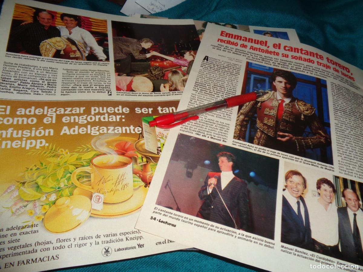 Coleccionismo de revistas: RECORTE : EMMANUEL, EL CANTANTE TORERO. LECTURAS, DICMBRE 1985