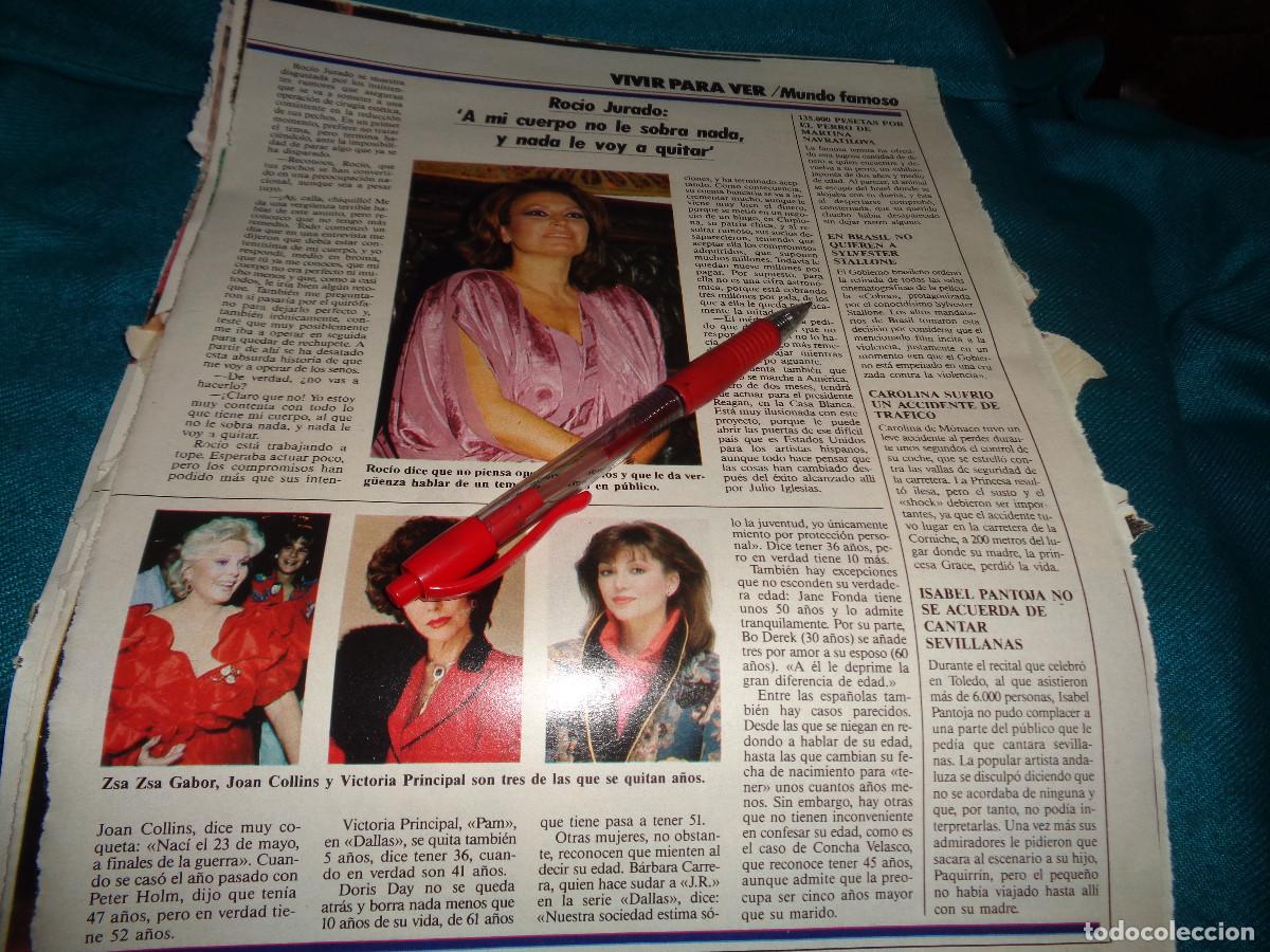 Coleccionismo de revistas: RECORTE : ROCIO JURADO, A MI CUERPO NO LE SOBRA NADA. LECTURAS, SEPTBRE 1986