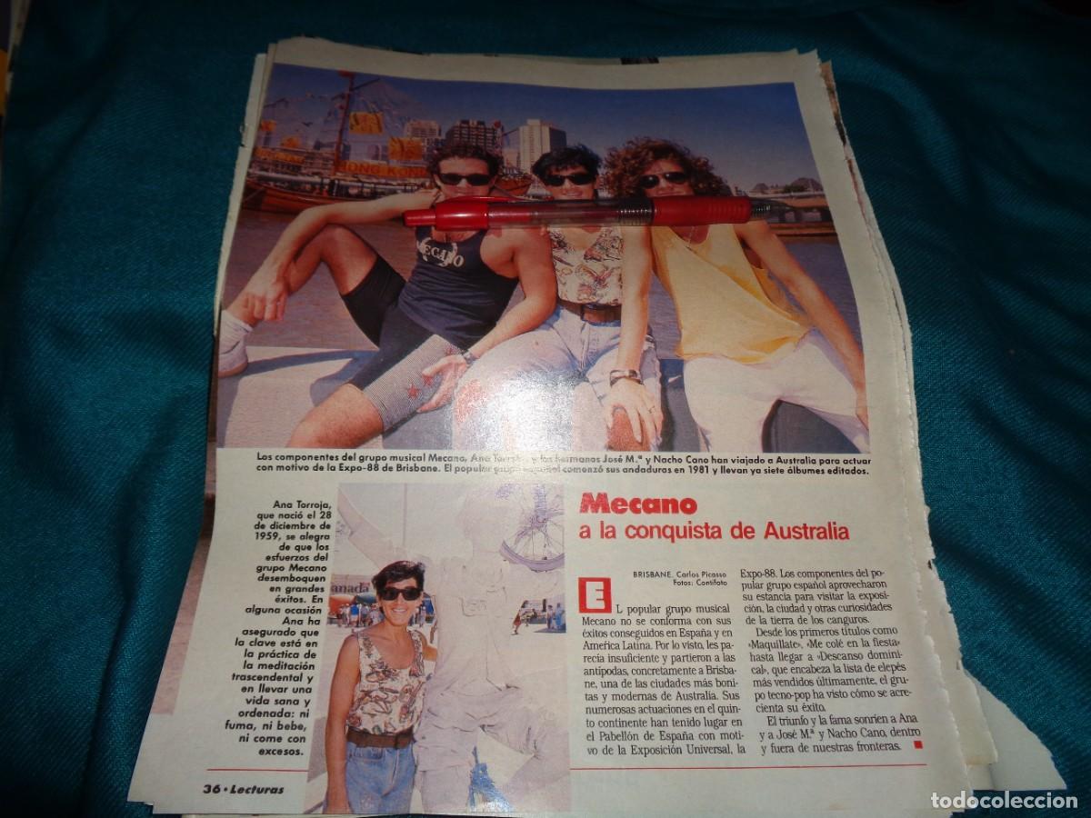 Coleccionismo de revistas: RECORTE : MECANO, A LA CONQUISTA DE AUSTRALIA. LECTURAS, NOVMBRE 1988