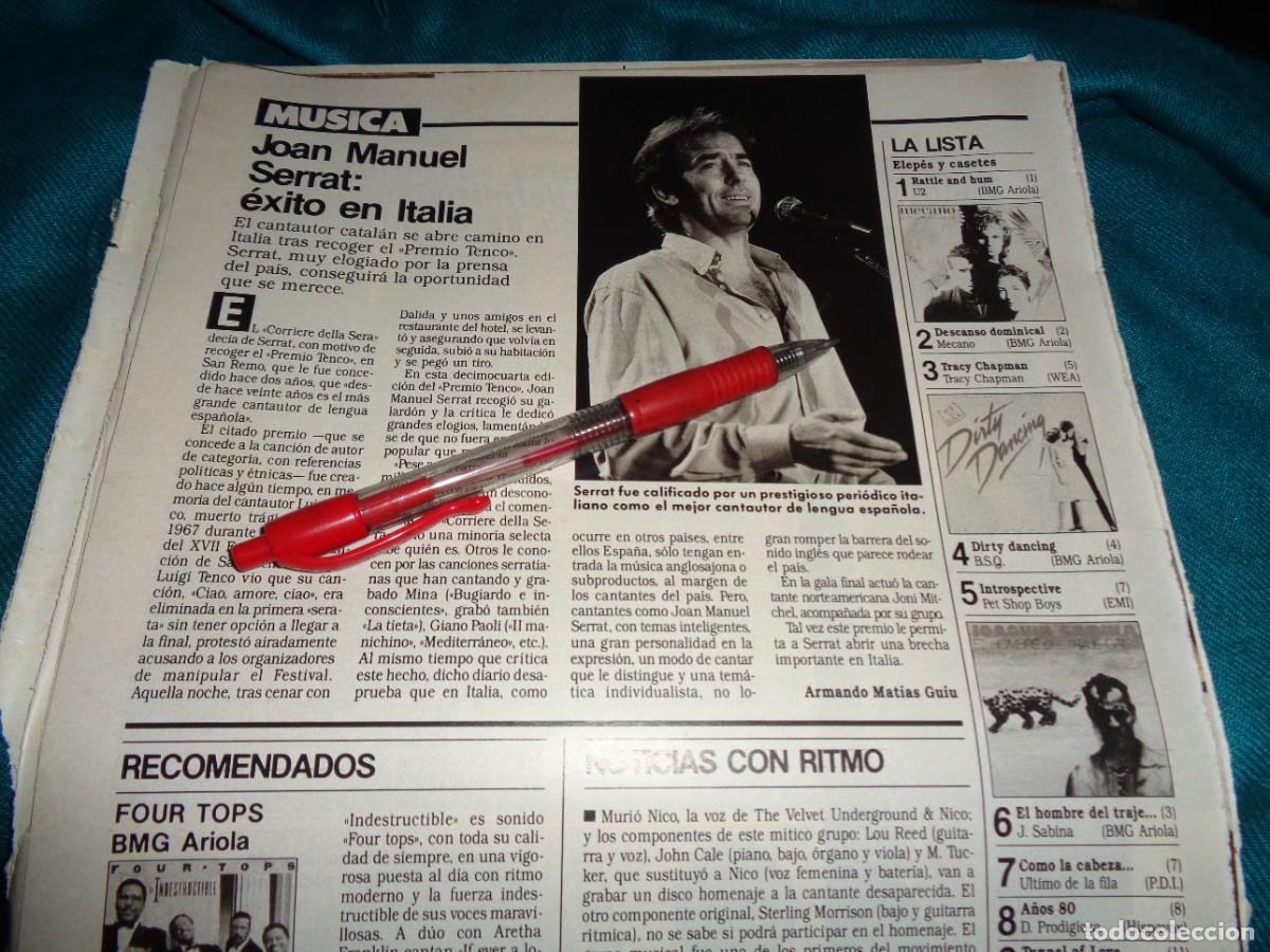 Coleccionismo de revistas: RECORTE : JOAN MANUEL SERRAT : EXITO EN ITALIA. LECTURAS, NOVMBRE 1988