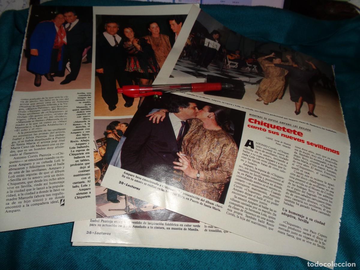 Coleccionismo de revistas: RECORTE : CHIQUETETE, CANTO SUS NUEVAS SEVILLANAS. LECTURAS, MARZO 1988