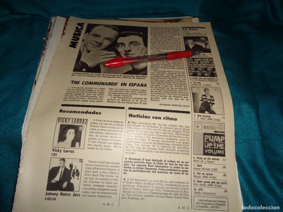 Coleccionismo de revistas: RECORTE : THE COMMUNARDS, EN ESPA&Ntilde;A, LECTURAS, MARZO 1988