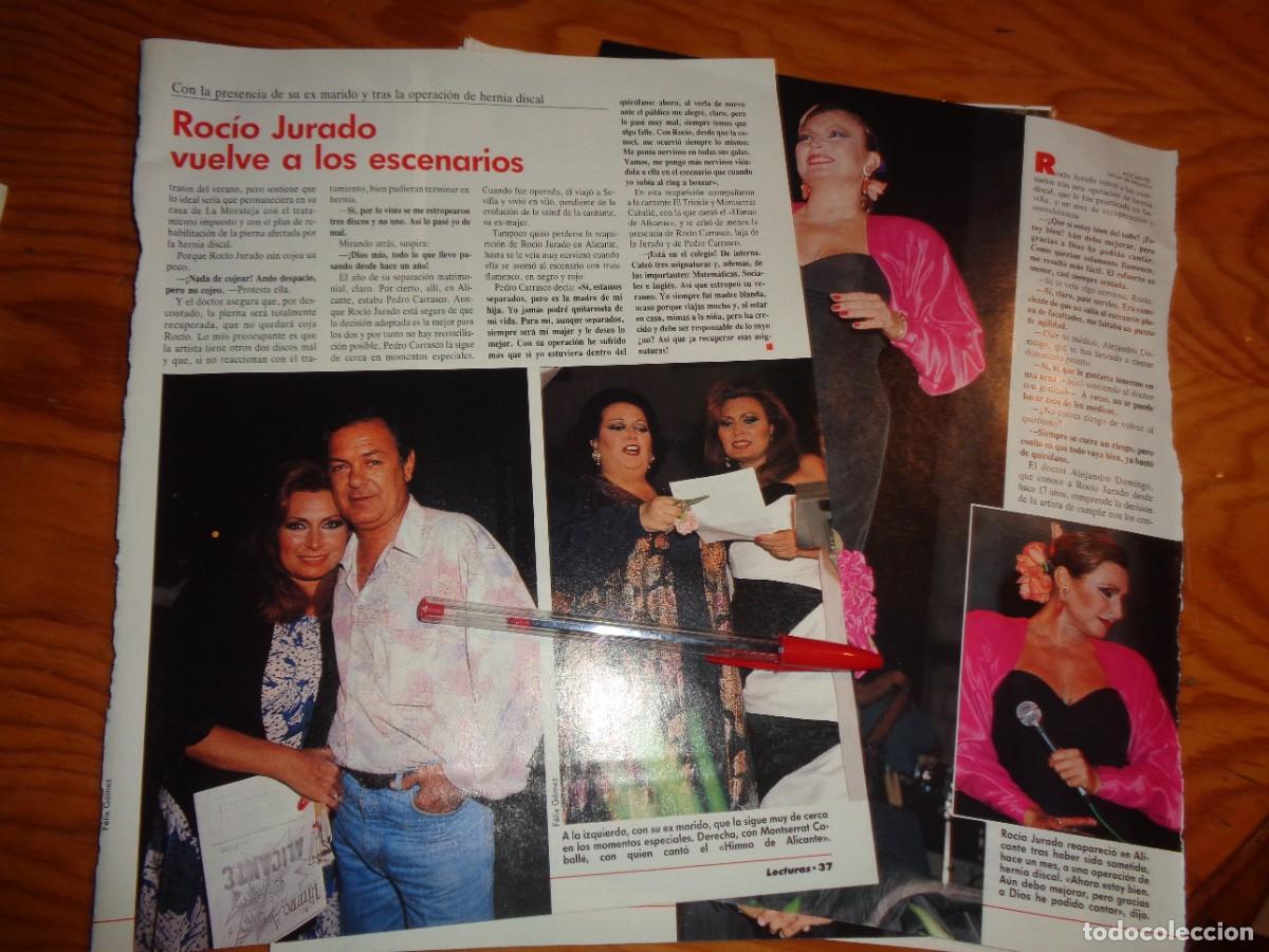 Coleccionismo de revistas: RECORTE : ROCIOJURADO, VUELVE A LOS ESCENARIOS. MONTSERRAT CABALLE. LECTURAS, AGTO 1990