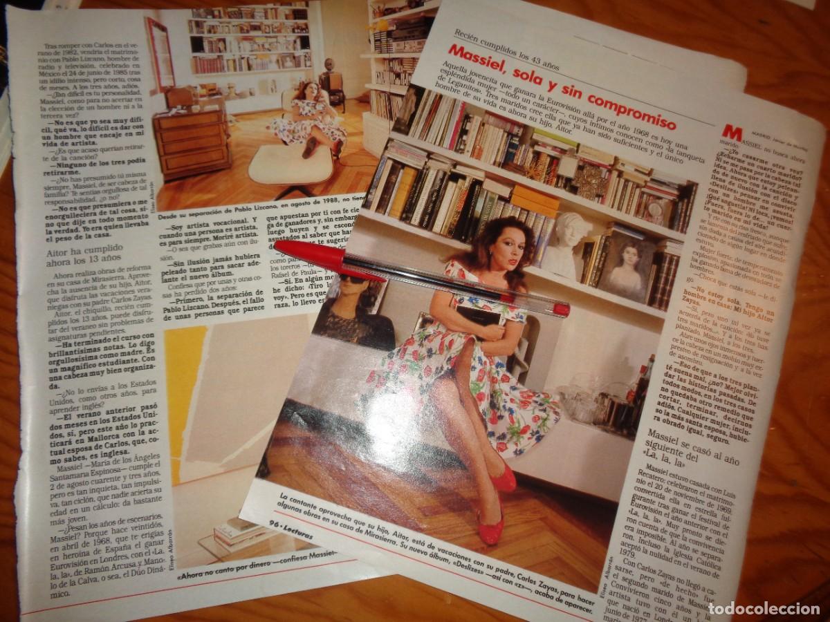 Coleccionismo de revistas: RECORTE : MASSIEL, SOLA Y SIN COMPROMISO. LECTURAS, AGTO 1990