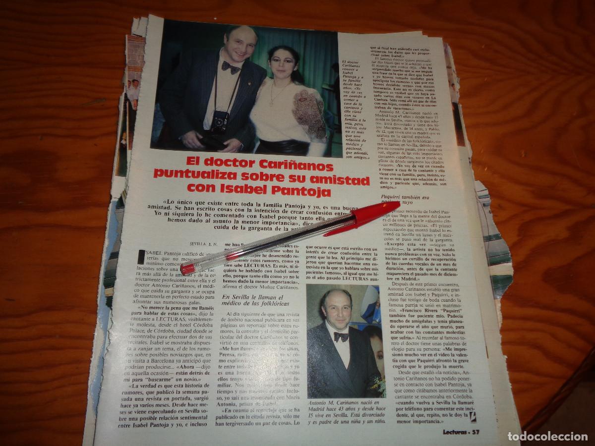 Coleccionismo de revistas: RECORTE : EL DR. CARI&Ntilde;ANOS, PUNTIALUZA SOBRE SU AMISTAD CON ISABEL PANTOJA. LECTURAS, JUNIO 1986