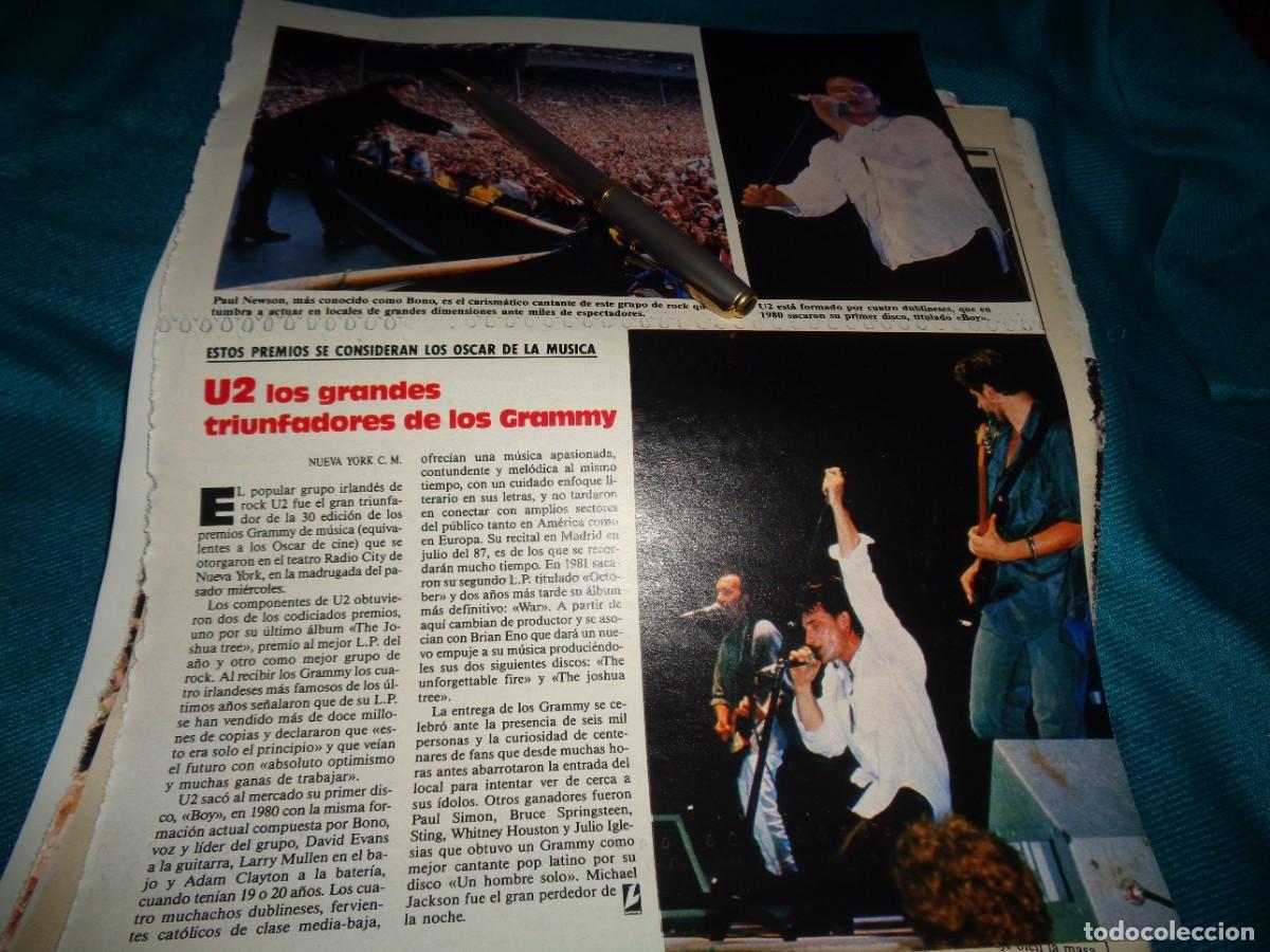 Coleccionismo de revistas: RECORTE : U2, LOS GRANDES TRIUNFADORES DE LOS GRAMMY. LECTURAS, MARZO 1988