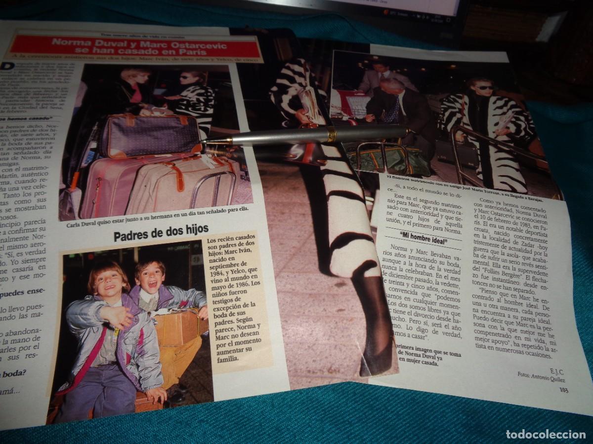 Coleccionismo de revistas: RECORTE : NORMA DUVAL Y MARC, SE HAN CASADO EN PARIS. DIEZ MINUTOS, FBRO 1992