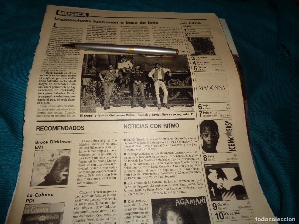 Coleccionismo de revistas: RECORTE : LOSCOMOTORAS. LECTURAS, JULIO 1990