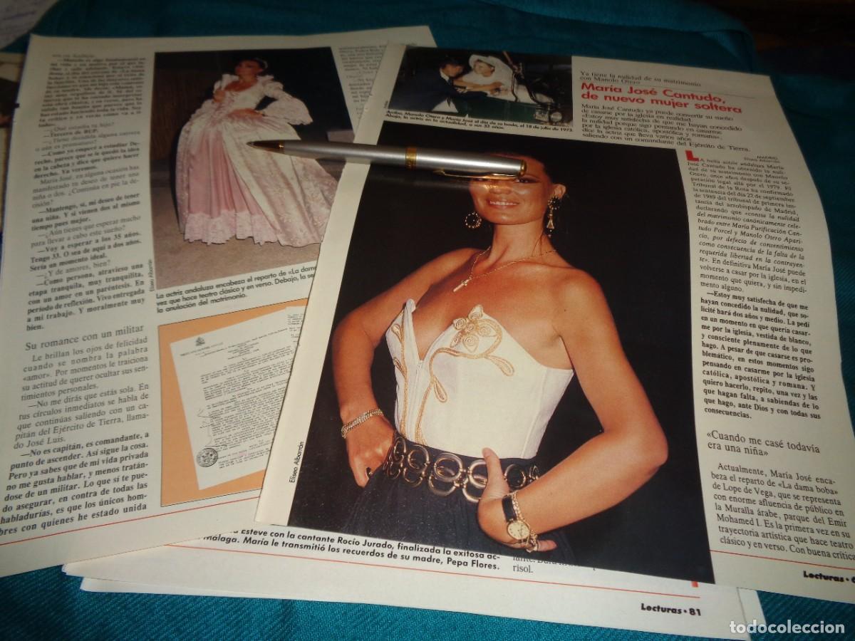 Coleccionismo de revistas: RECORTE : MARIA JOSE CANTUDO, DE NUEVO SOLTERA . LECTURAS, AGTO 1990