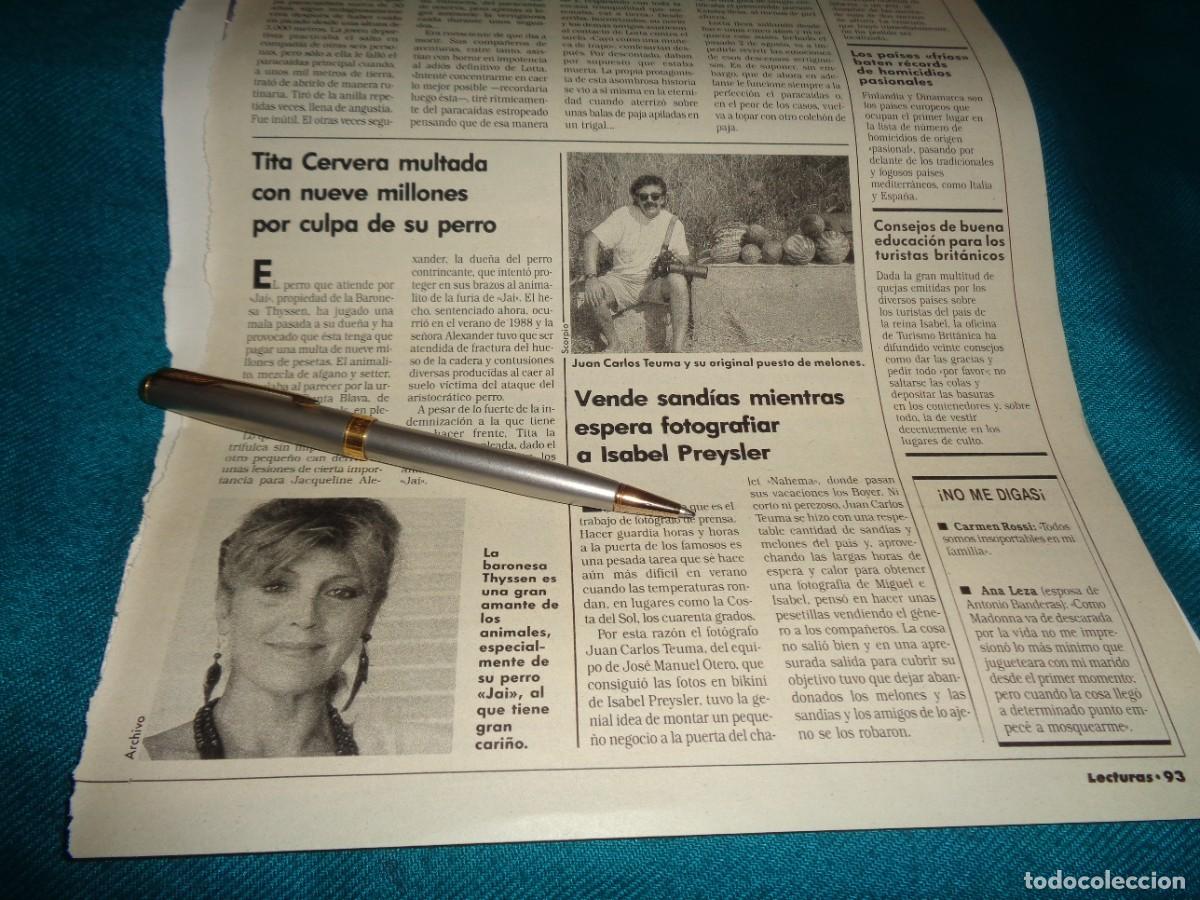 Coleccionismo de revistas: RECORTE : CARMEN CERVERA, MULTADA POR CULPA DE SU PERRO. LECTURAS, AGTO 1990