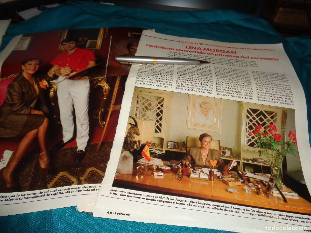 Coleccionismo de revistas: RECORTE : LINA MORGAN, CENICIENTA CONVERTIDA EN PRINCESA. LECTURAS, NVBR 1990