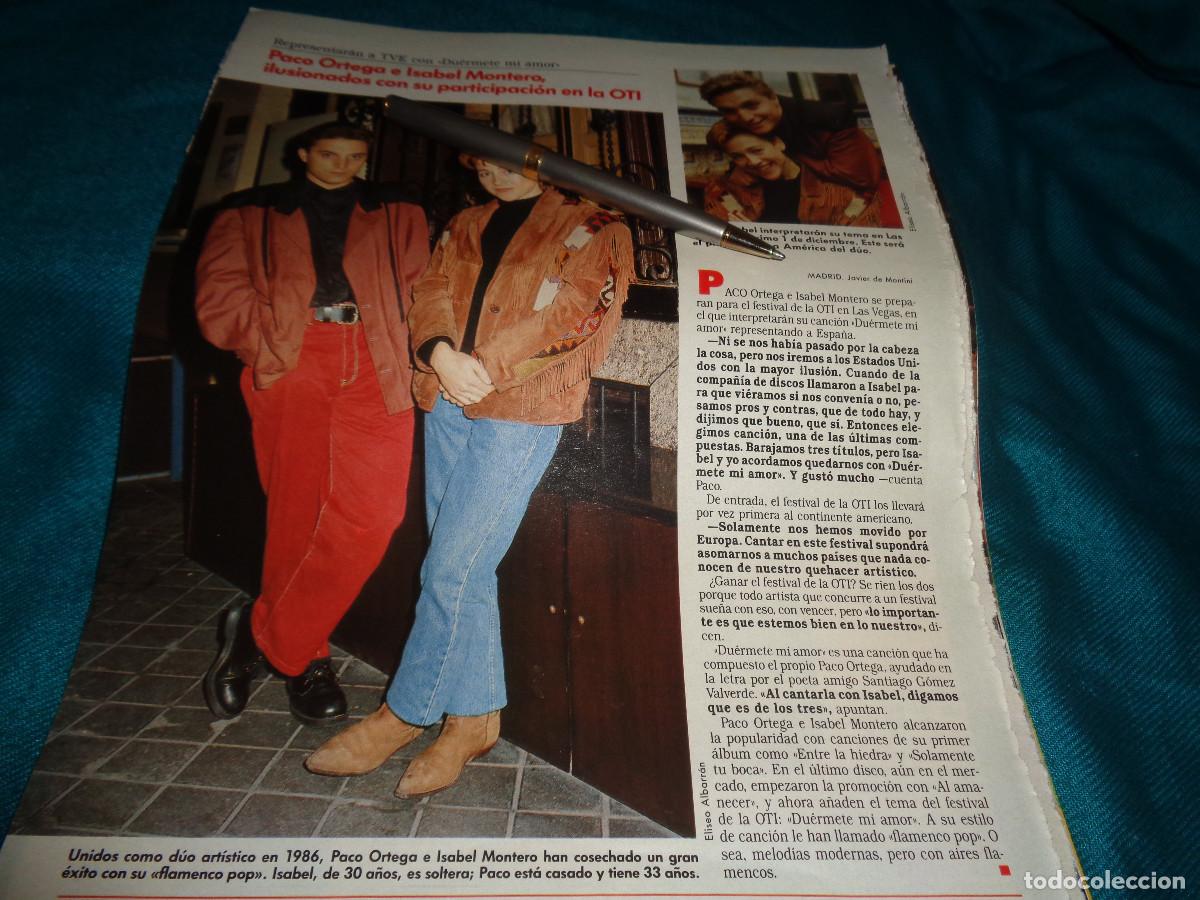Coleccionismo de revistas: RECORTE : PACO ORTEGA E ISABEL MONTERO, PARTICIPARAN EN LA OTI. LECTURAS, NVBR 1990