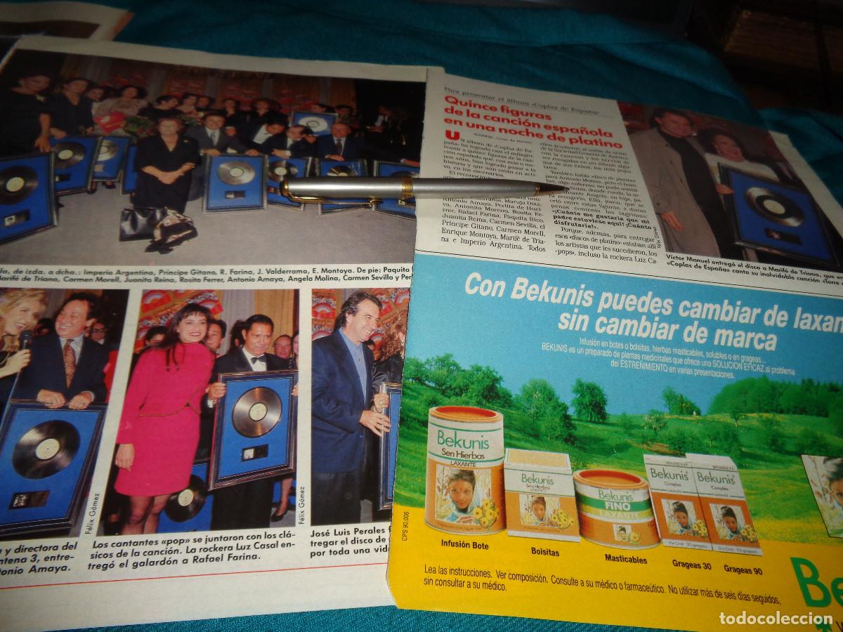 Coleccionismo de revistas: RECORTE : NOCHE DE PLATINO PARA LA CANCION ESPA&Ntilde;OLA : MARIFE, FARINA..... LECTURAS, NVBR 1990