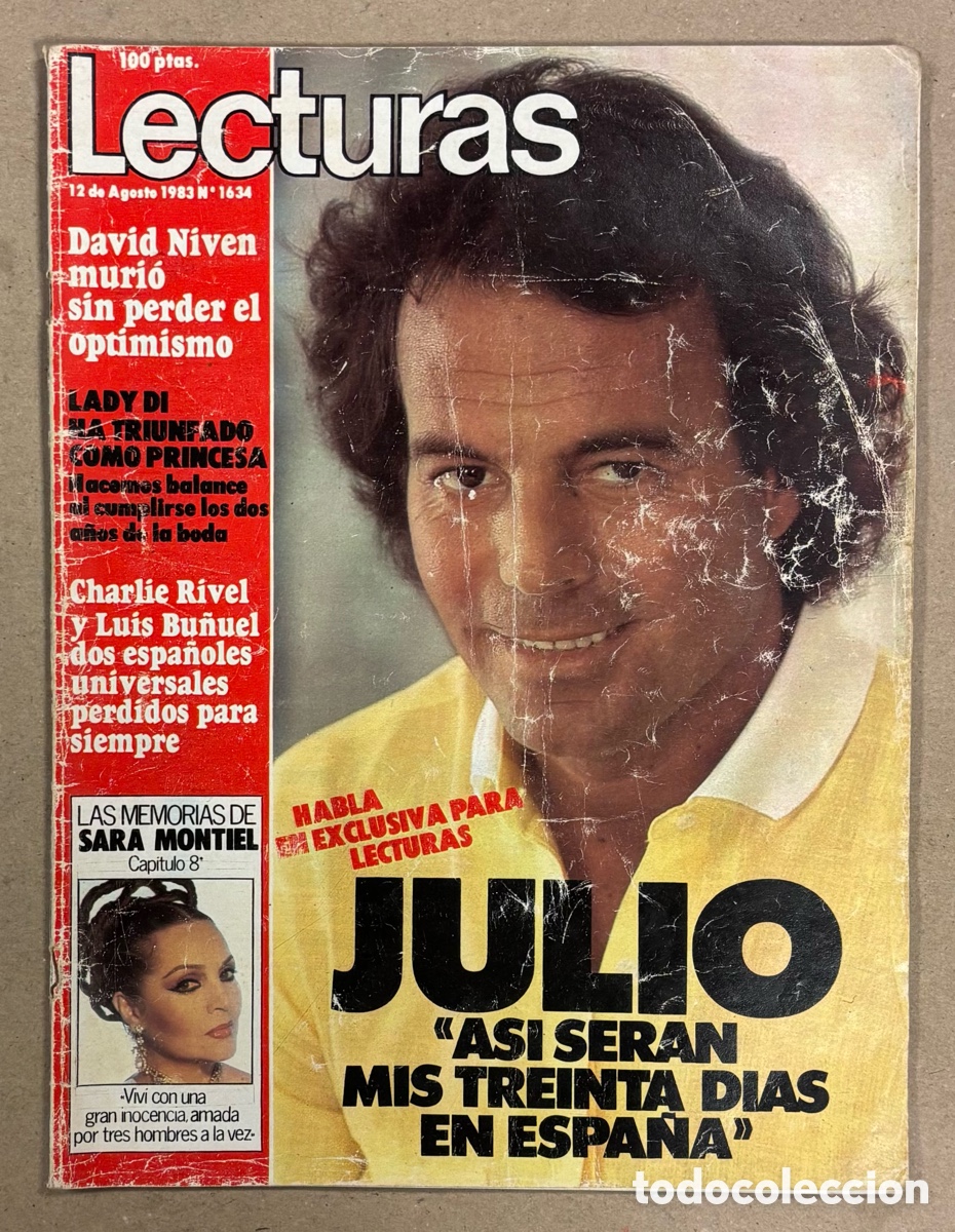 Coleccionismo de revistas: LECTURAS N&deg; 1634 (1983). JULIO IGLESIAS, MILIKITO Y ARUCA, MEMORIAS SARA MONTIEL, SILVIA MUNT