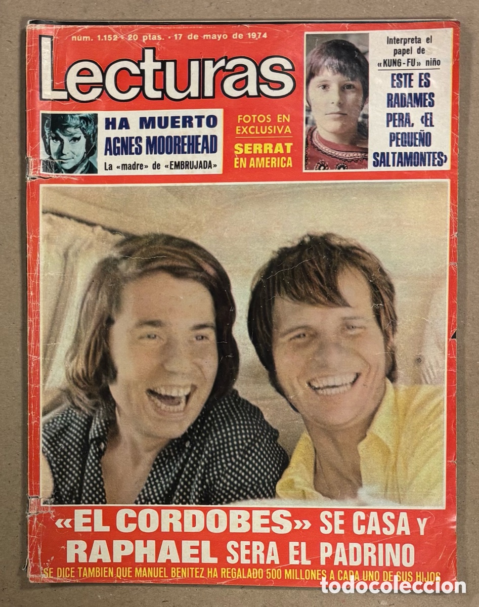 Coleccionismo de revistas: LECTURAS N&deg; 1152 (1974). BODA EL CORDOB&Eacute;S, RAPHAEL, SERRAT, SARA MONTIEL, POSTER CLINT EASTWOOD,..