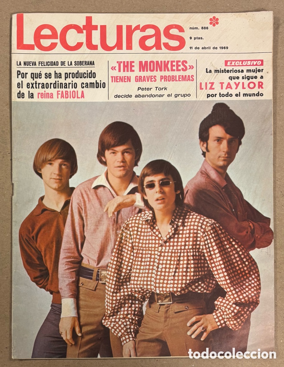 Coleccionismo de revistas: LECTURAS N&deg; 886 (1969). THE MONKEES, REINA FABIOLA, LIZ TAYLOR, JOHN LENNON Y YOKO, SOF&Iacute;A LOREN