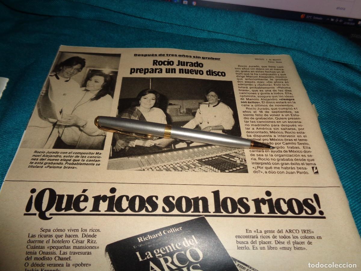 Coleccionismo de revistas: RECORTE : ROCIO JURADO, NUEVO DISCO CON MANUEL ALEJANDRO .LECTURAS NVBRE 1985