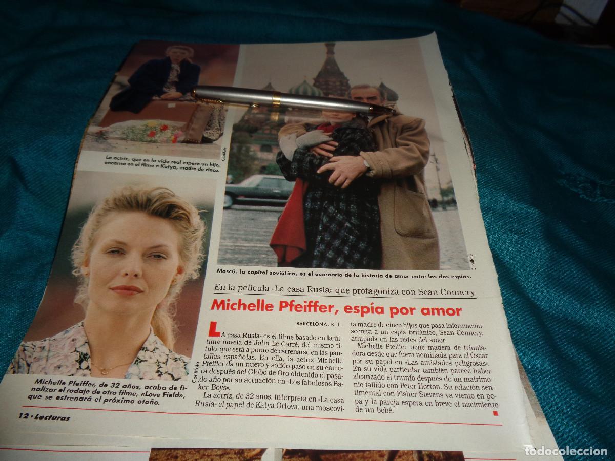 Coleccionismo de revistas: RECORTE : MICHELLE PFEIFFER Y SEAN CONNERY, NUEVA PELICULA. LECTURAS, FBRO 1991