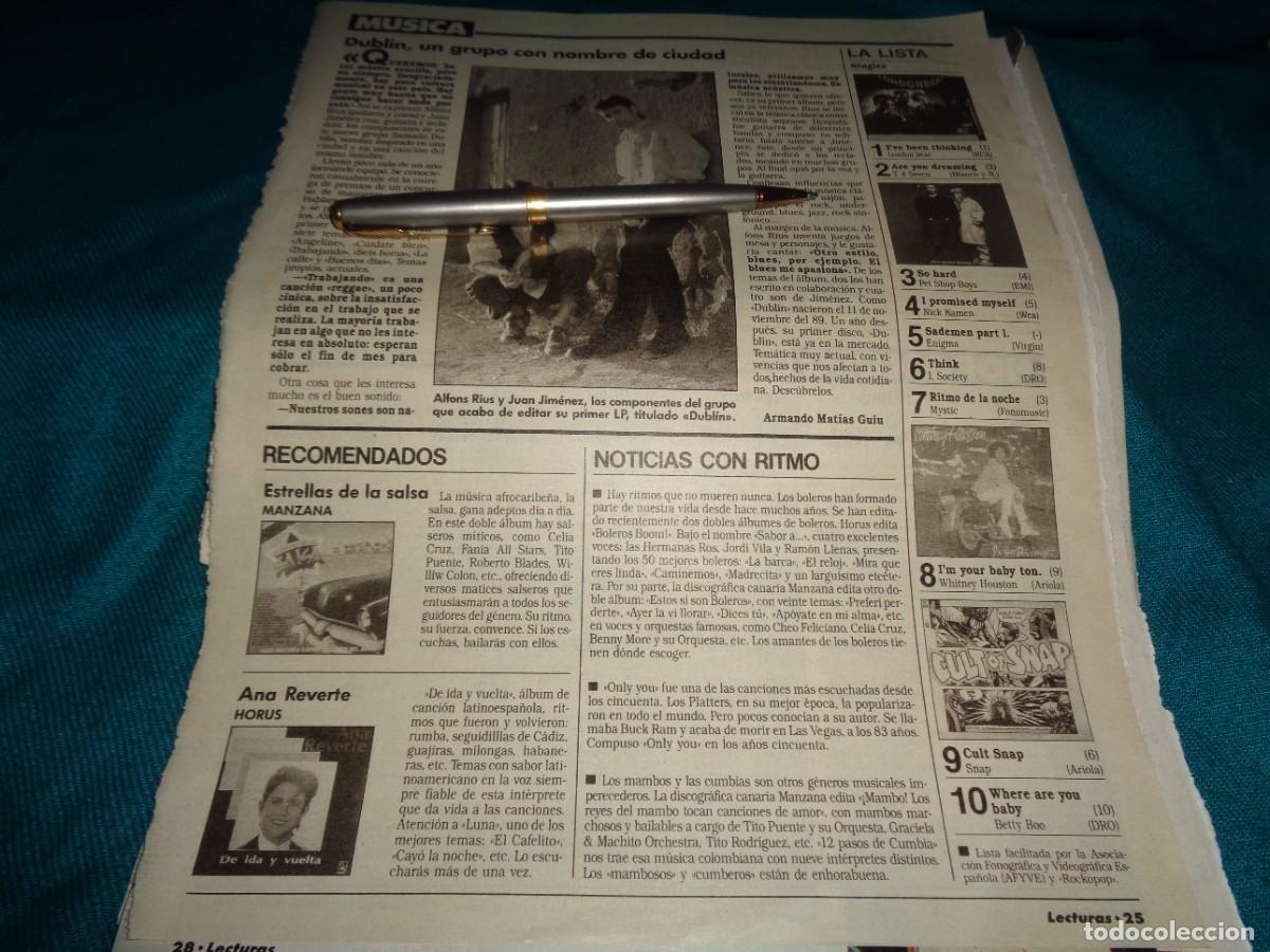 Coleccionismo de revistas: RECORTE : DUBLIN, UN GRUPO CON NOMBRE DE CIUDAD. LECTURAS, FBRO 1991