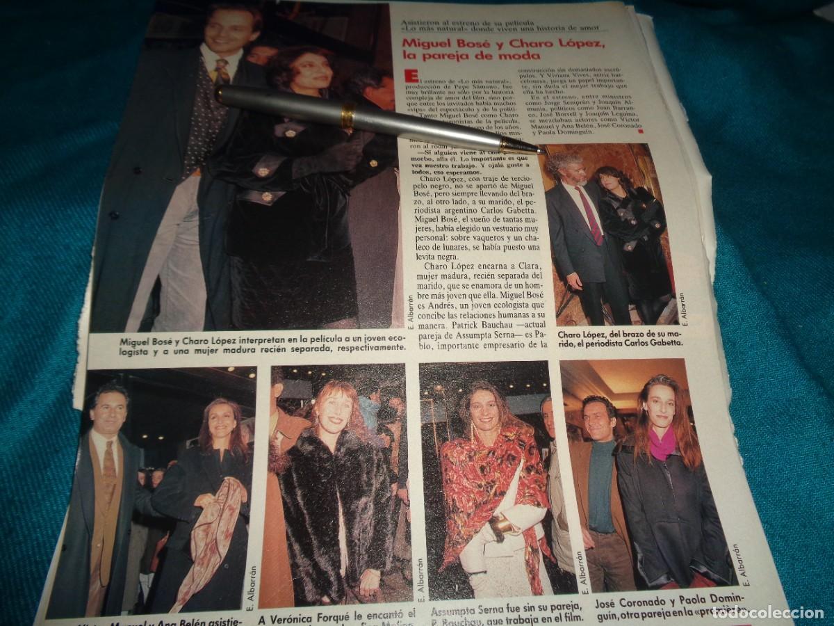 Coleccionismo de revistas: RECORTE : MIGUEL BOSE Y CHARO LOPEZ, PAREJA DE MODA. LECTURAS, FBRO 1991