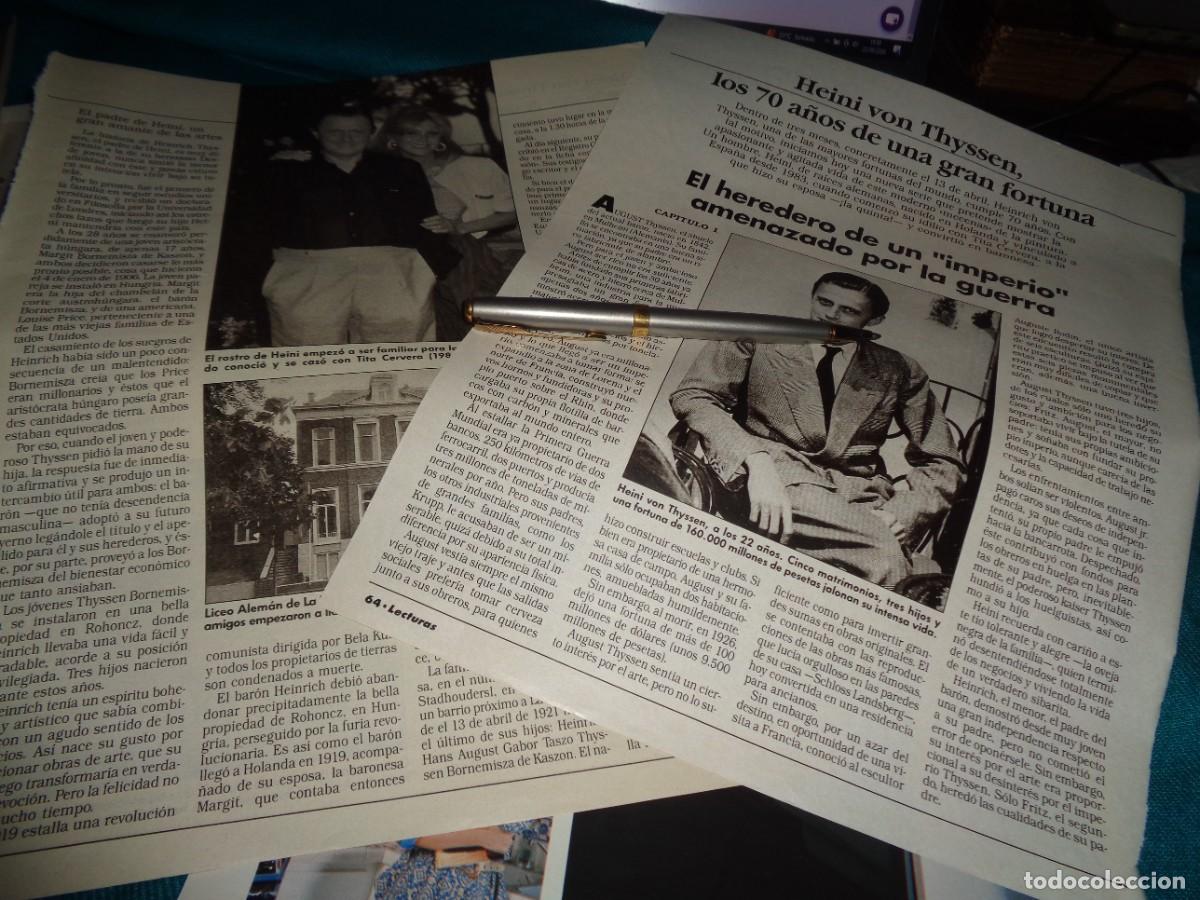 Coleccionismo de revistas: RECORTE : HEINI VON THYSSEN. CAP 1. LECTURAS, FBRO 1991