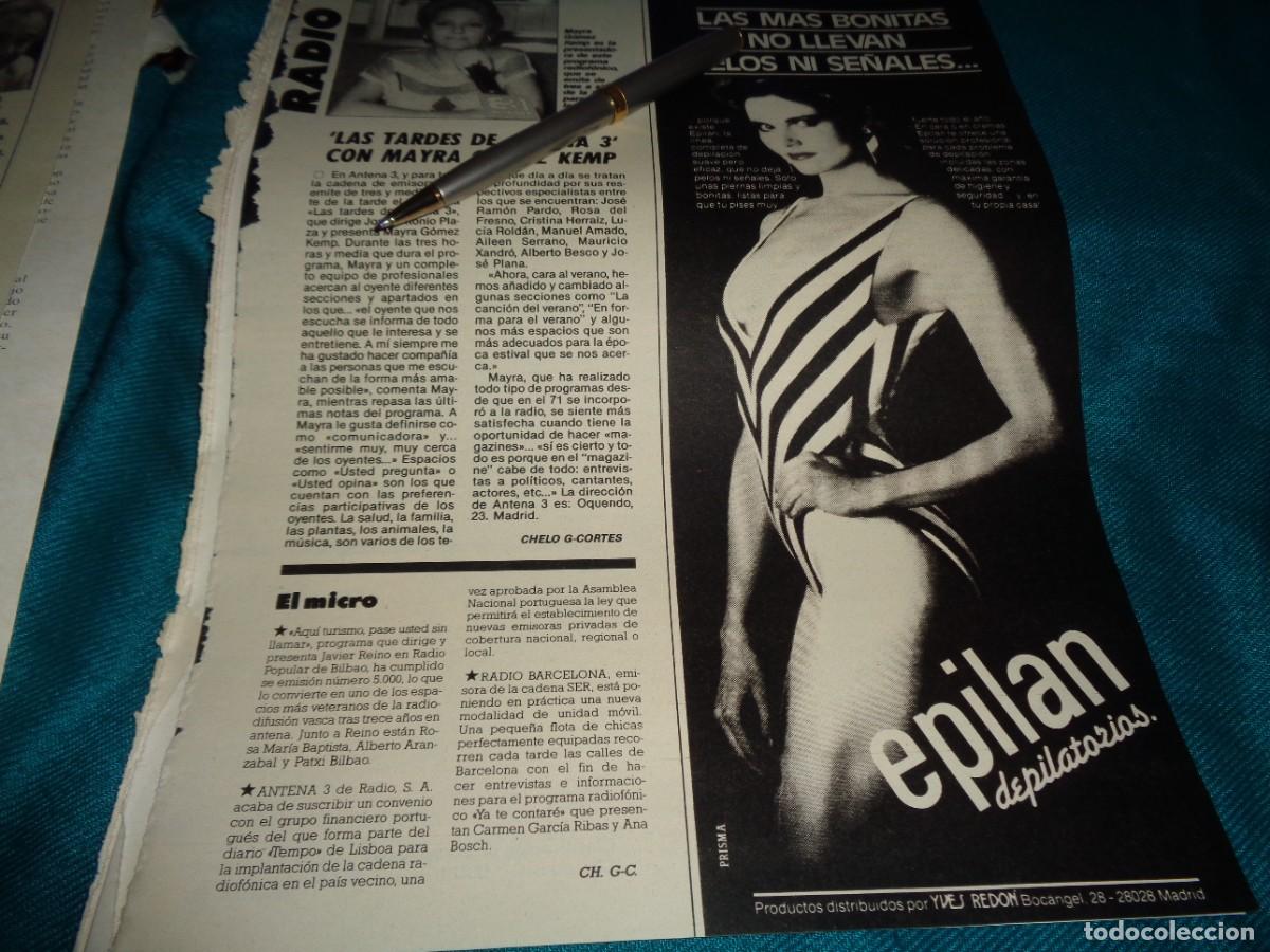 Coleccionismo de revistas: RECORTE : LAS TARDES DE ANTENA 3 CON MAYRA GOMEZ KEMP. LECTURAS, JUNIO 1987