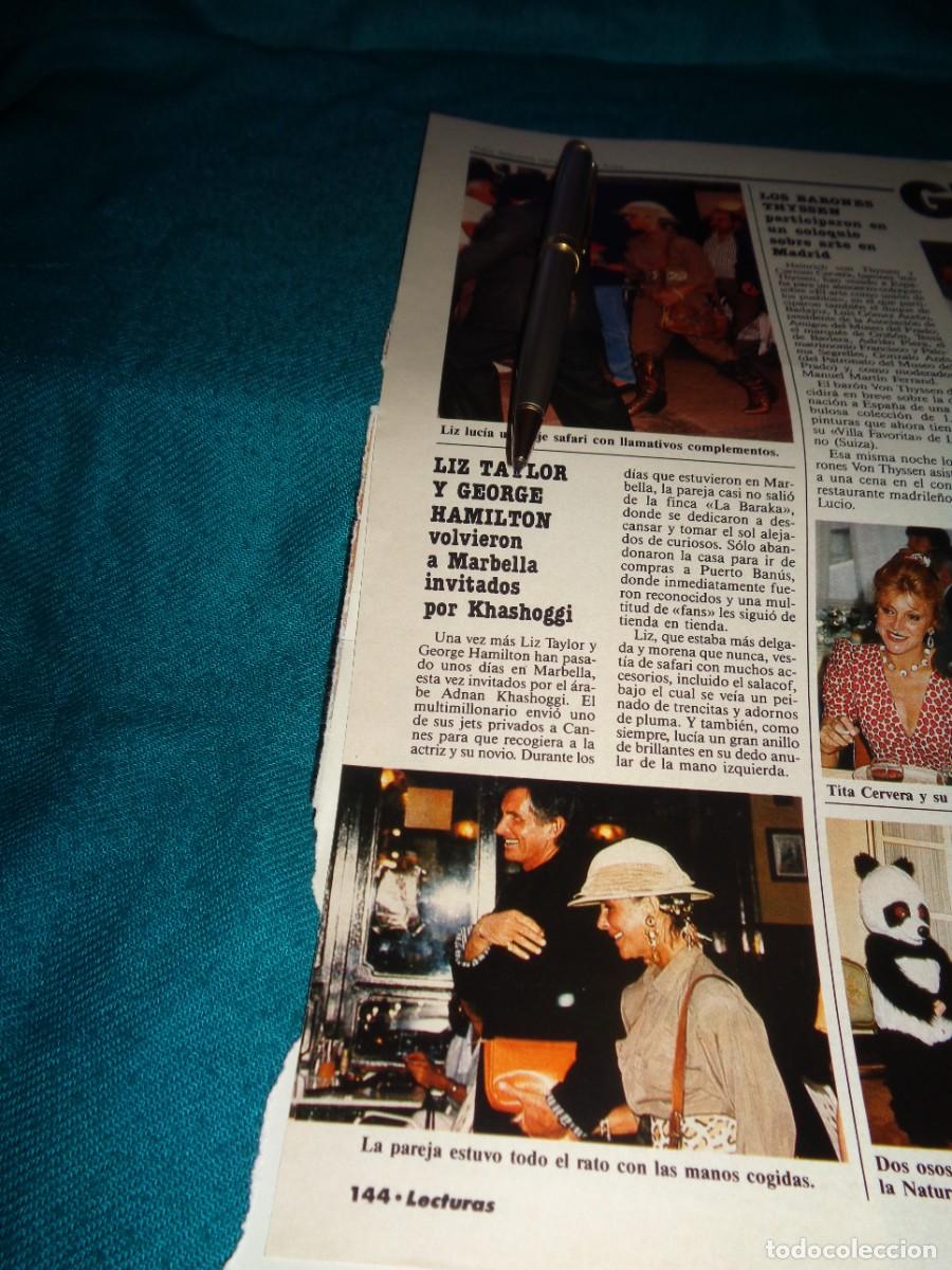 Coleccionismo de revistas: RECORTE : LIZ TAYLOR EN MARBELLA. LECTURAS, JUNIO 1987