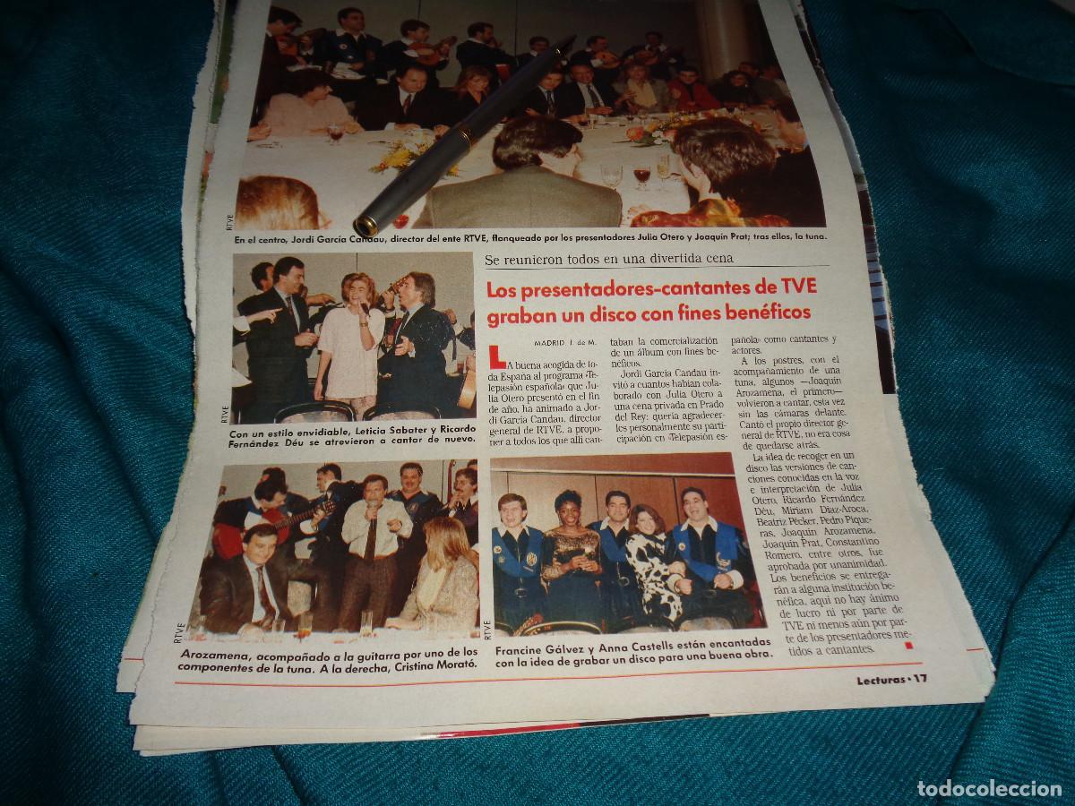 Coleccionismo de revistas: RECORTE : LA TUNA CON PRESENTADORES Y CANTANTES DE TVE. LECTURAS, ENERO 1991