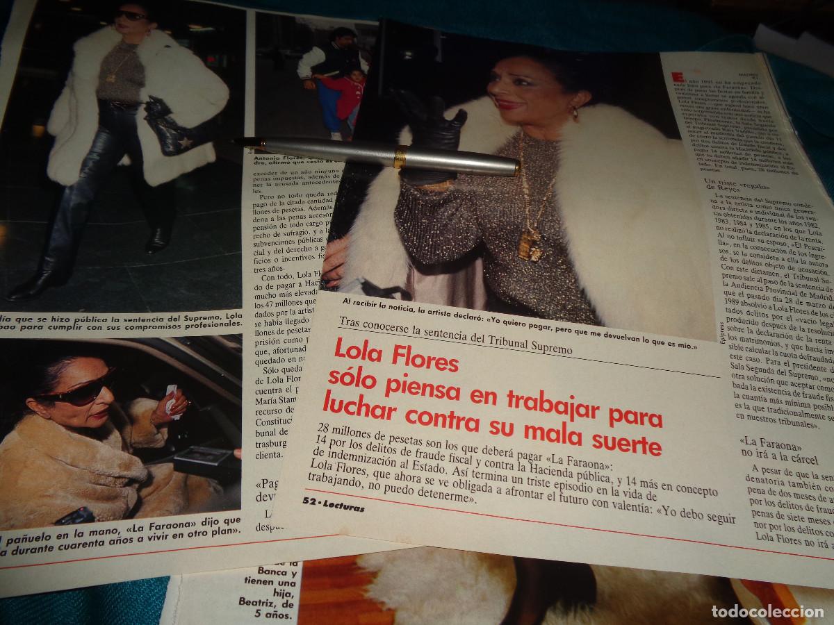 Coleccionismo de revistas: RECORTE : LOLA FLORES, SOLO PIENSA EN TRABAJAR . LECTURAS, ENERO 1991