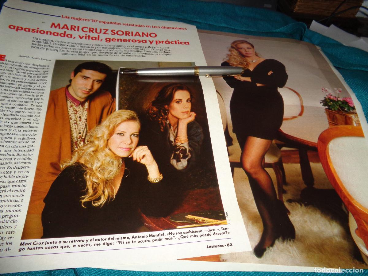 Coleccionismo de revistas: RECORTE : MARI CRUZ SORIANO, APASIONADA, VITAL... . LECTURAS, ENERO 1991