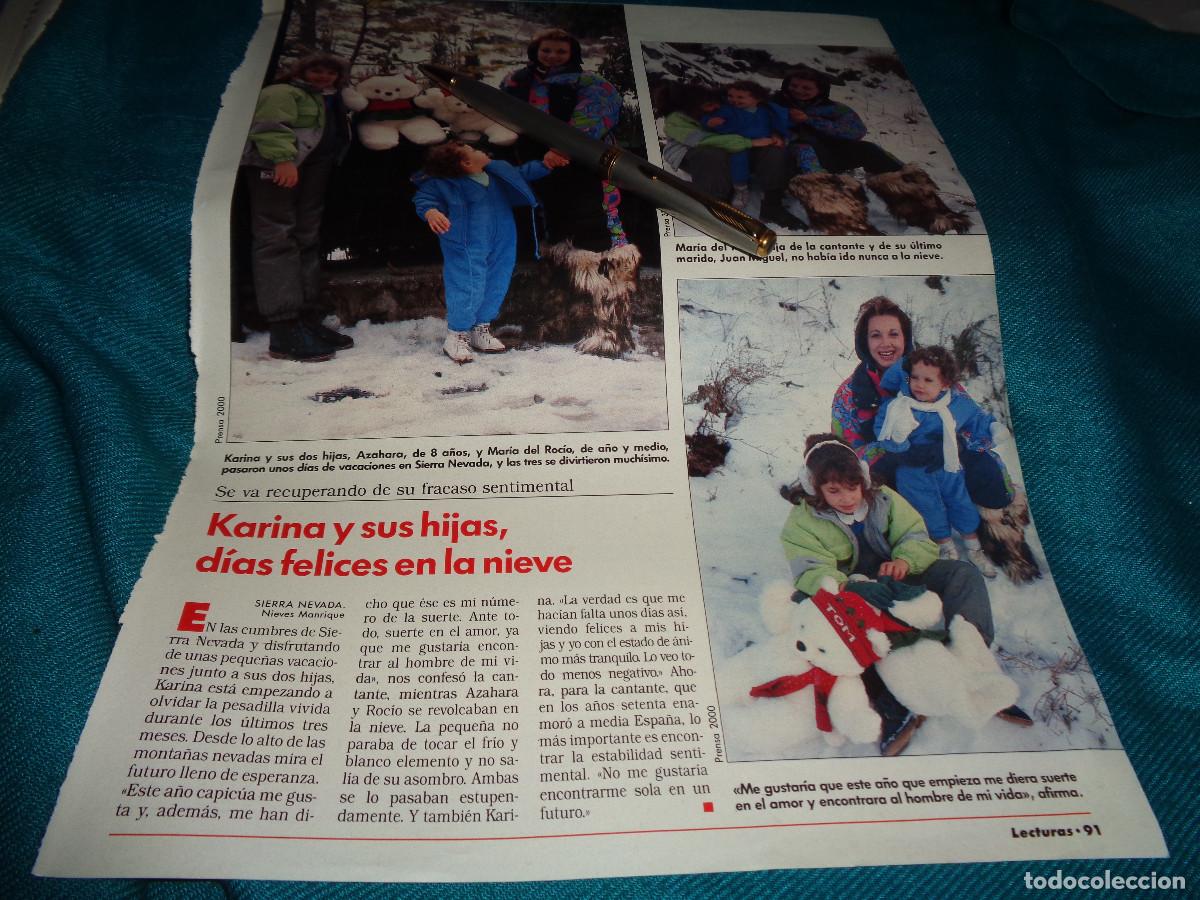 Coleccionismo de revistas: RECORTE : KARINA, DIAS FELICES CON SUS HIJAS EN LA NIEVE. LECTURAS, ENERO 1991