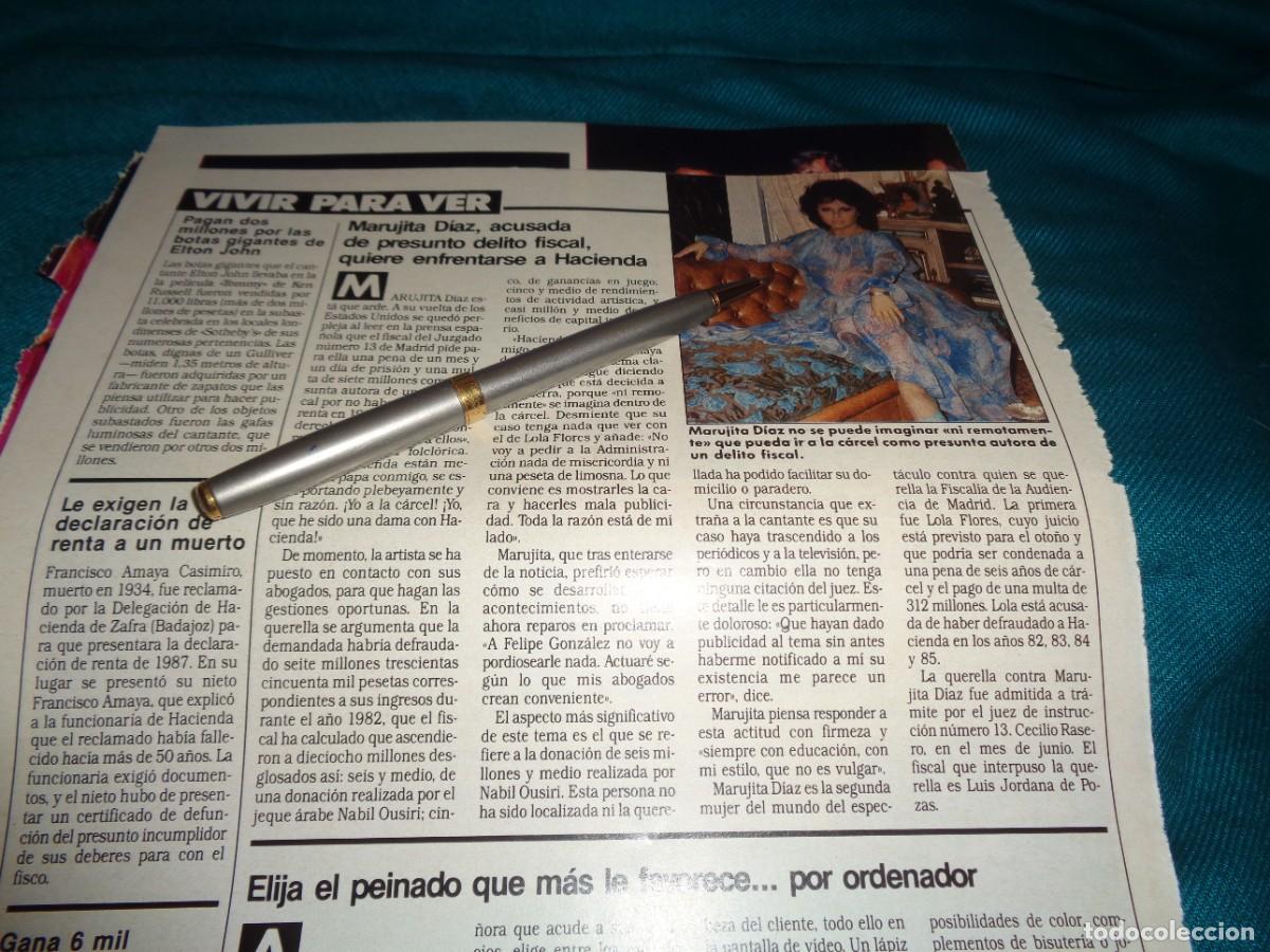 Coleccionismo de revistas: RECORTE : MARUJITA DIAZ, PROBLEMAS CON HACIENDA. LECTURAS, SPTMBRE 1988
