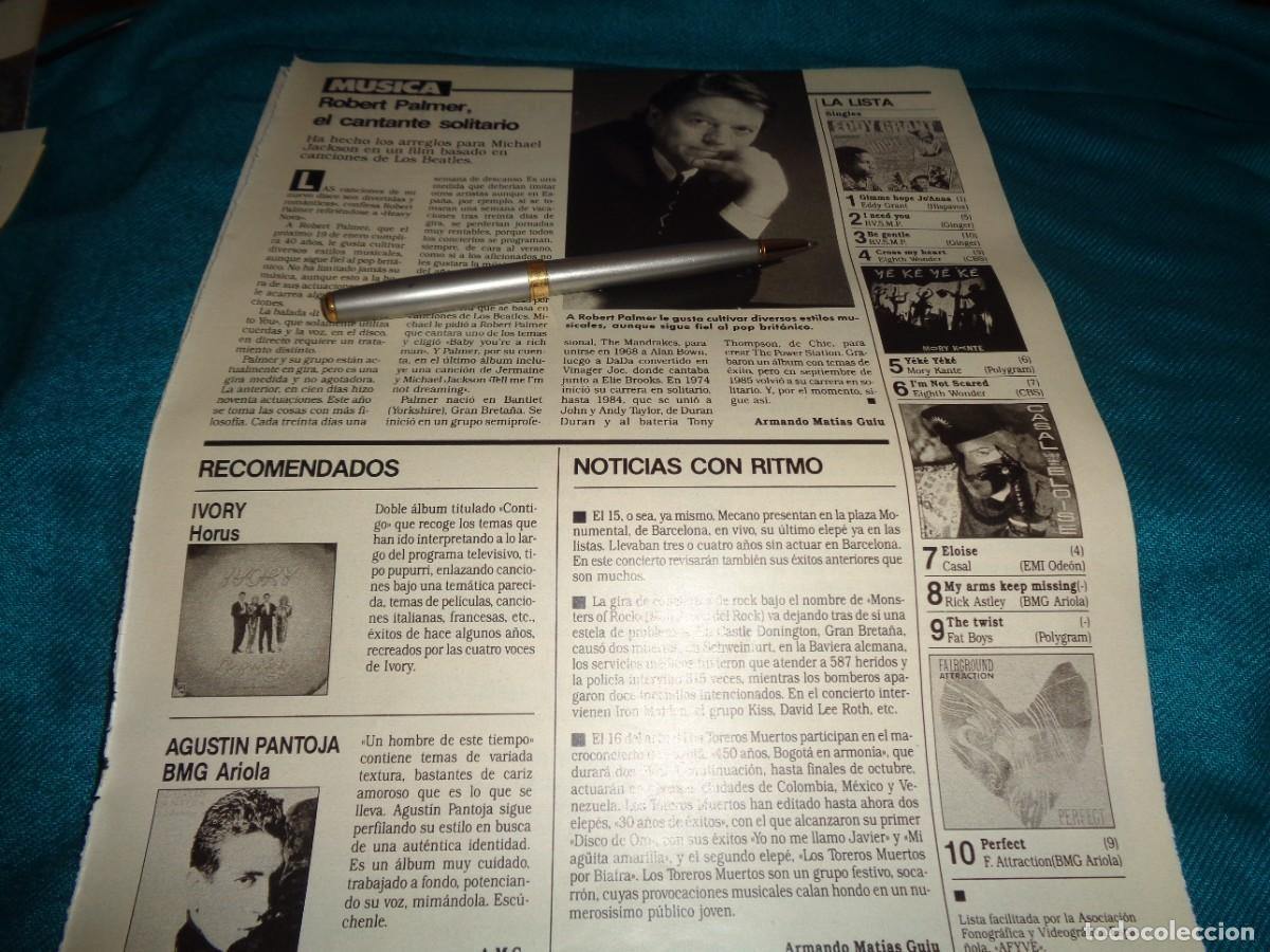 Collectionnisme de Magazines: RECORTE : ROBERT PALMER, EL CANTANTE SOLITARIO. LECTURAS, SPTMBRE 1988