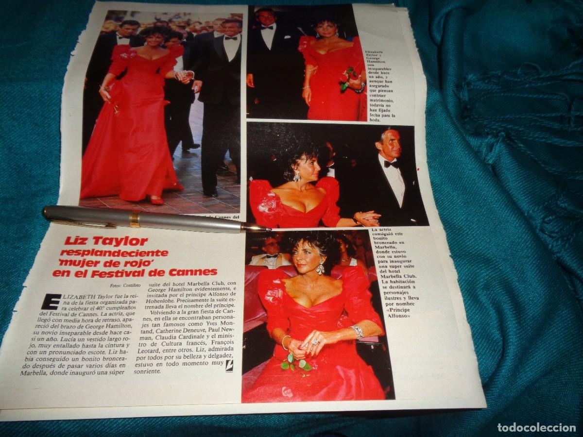 Coleccionismo de revistas: RECORTE : LIZ TAYLOR, EN EL FESTIVAL DE CANNES. LECTURAS, MAYO 1987