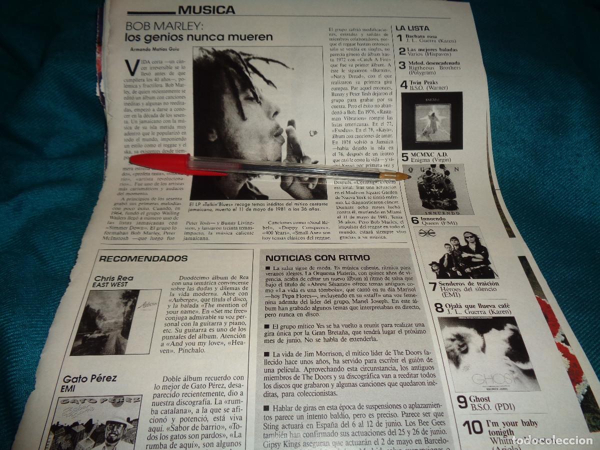Coleccionismo de revistas: RECORTE : BOB MARLEY, LOS GENIOS NUNCA MUEREN. LECTURAS, ABRIL 1991