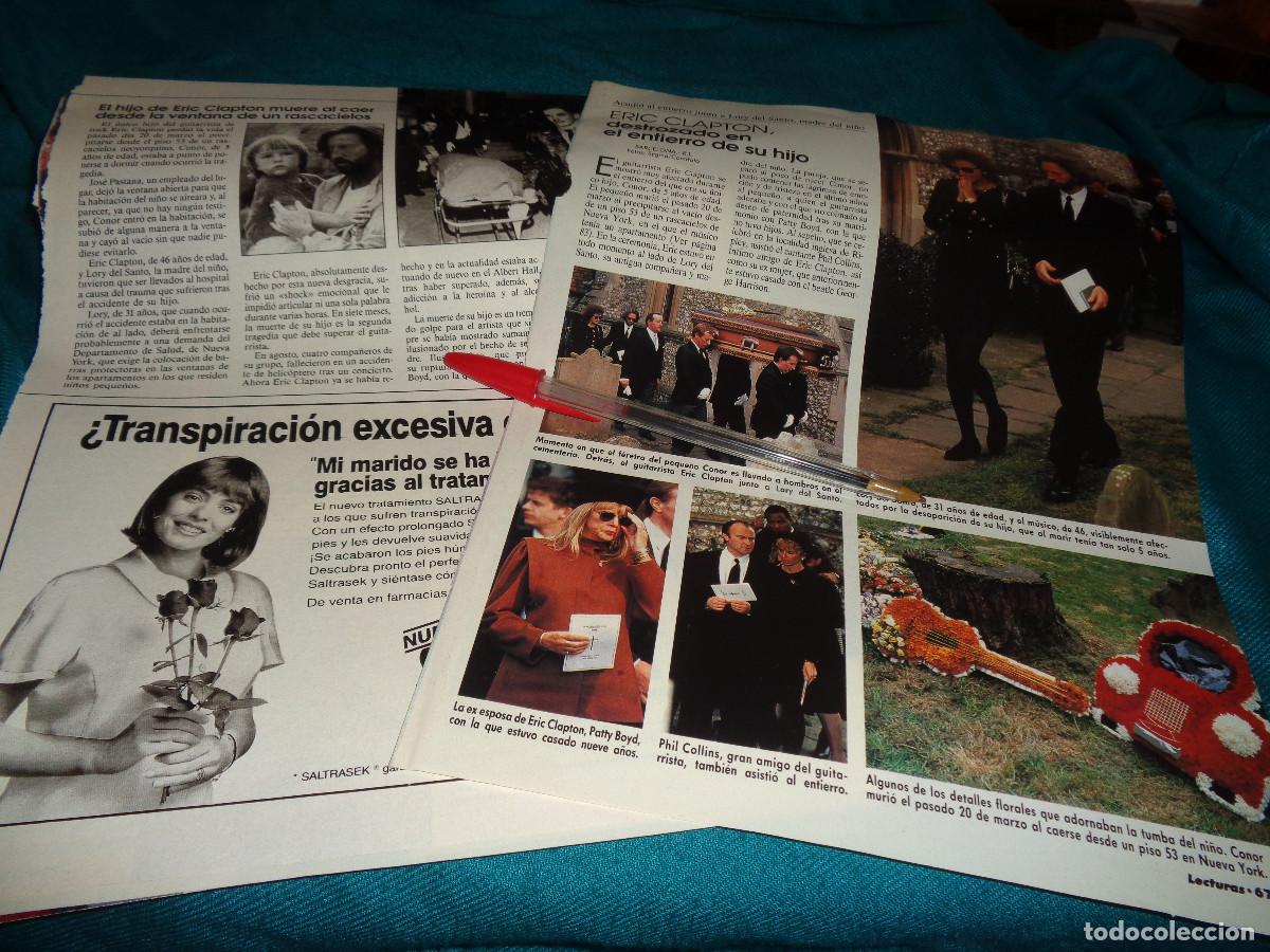 Coleccionismo de revistas: RECORTE : ERIC CLAPTON , DESTROZADO POR LA MUERTE DE SU HIJO. LECTURAS, ABRIL 1991
