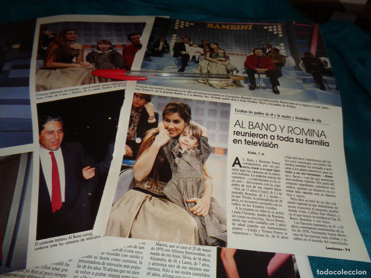 Coleccionismo de revistas: RECORTE : AL BANO Y ROMINA, REUNIERON A TODA LA FAMILIA EN TELEVISION. LECTURAS, ABRIL 1991