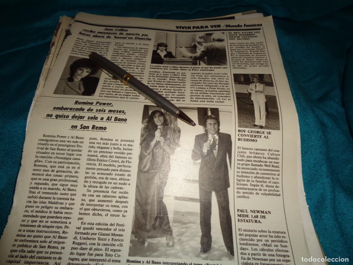 Coleccionismo de revistas: RECORTE : AL BANO Y ROMINA. JOAN COLLINS. LECTURAS, MARZO 1987
