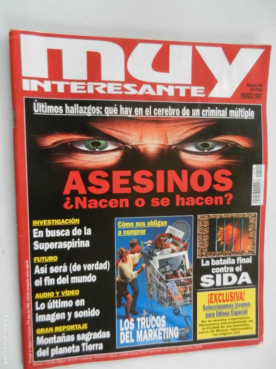 Coleccionismo de Revista Muy Interesante: MUY INTERESANTE REVISTA N&ordm; 190 - 03-1997- ASESINOS &iquest;NACEN O SE HACEN ?