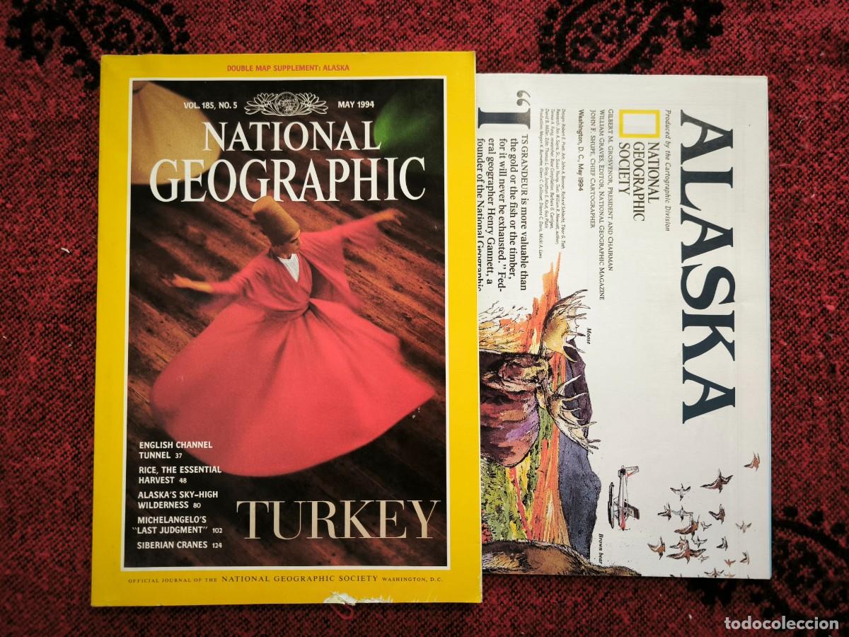 Coleccionismo de National Geographic: National Geographic En Ingl&eacute;s Mayo 1994 Con Mapa Doble De Alaska Turqu&iacute;a Eurot&uacute;nel